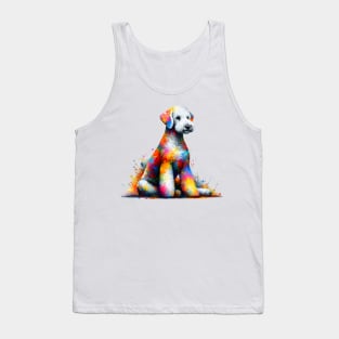 Vibrant Bedlington Terrier Portrait in Colorful Splash Style Tank Top